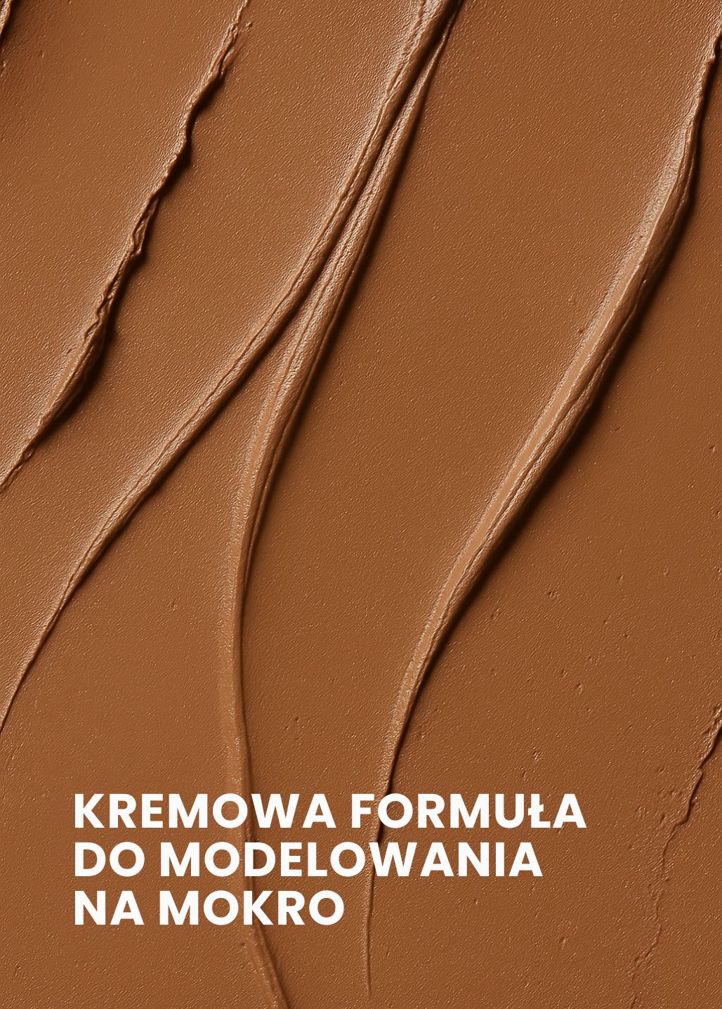 Zbliżenie na teksturę kremowego bronzera Annabelle Minerals z napisem Kremowa formuła do modelowania na mokro