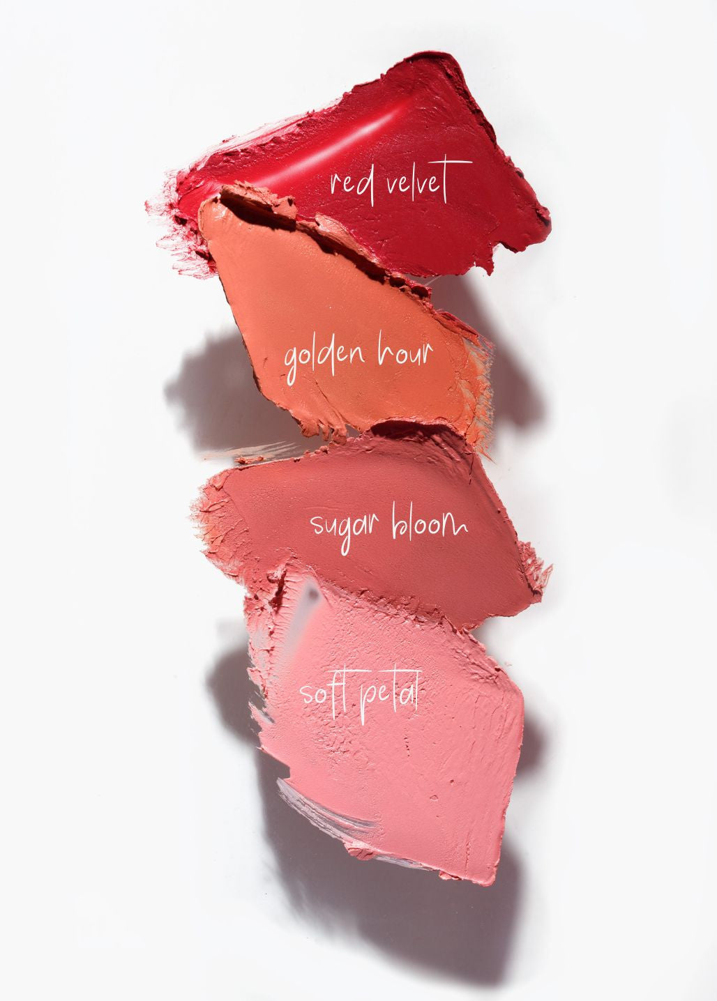Swatche odcieni kremowych róży Blush Balm Annabelle Minerals